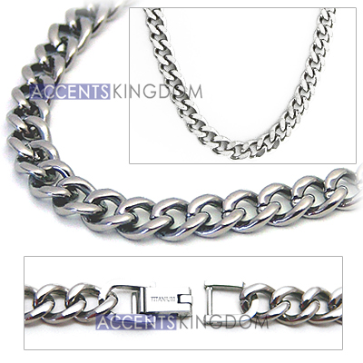 9MM TITANIUM MENS CURB LINK NECKLACE CHAIN  