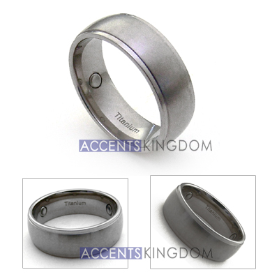 8MM MENS TITANIUM MAGNETIC SATIN DOME WEDDING BAND RING  